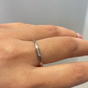 Wired hammered Sterling silver spiral dainty size 8.5 ring